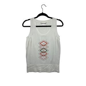 Nike White Geometric Golf Sweater Tank Top